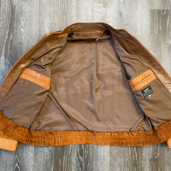 Mens XXL 46 Full Quill Ostrich Trim Leather Jacket France Buttercup Soft Suede - Picture 10 of 14